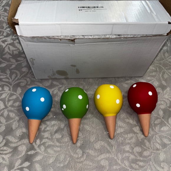 Other - 4 Pack Self Watering Mushroom Spikes Terracotta Clay Plant Irrigation Stakes